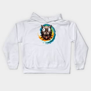 Funny Bulldog with Huge Bulging Eyes in a Spiral Kids Hoodie